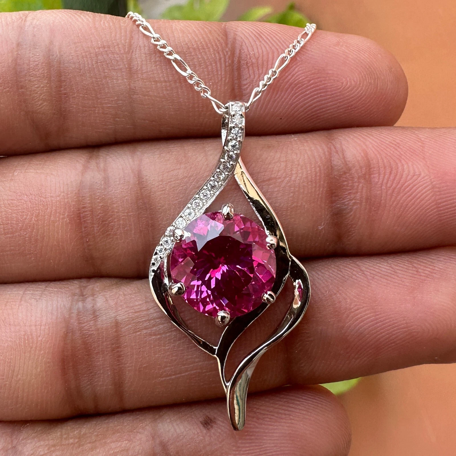 VETEMENTS Ciondolo pietra preziosa sfusa zaffiro rosa naturale certificato 24 ct in argento 925 MG030
