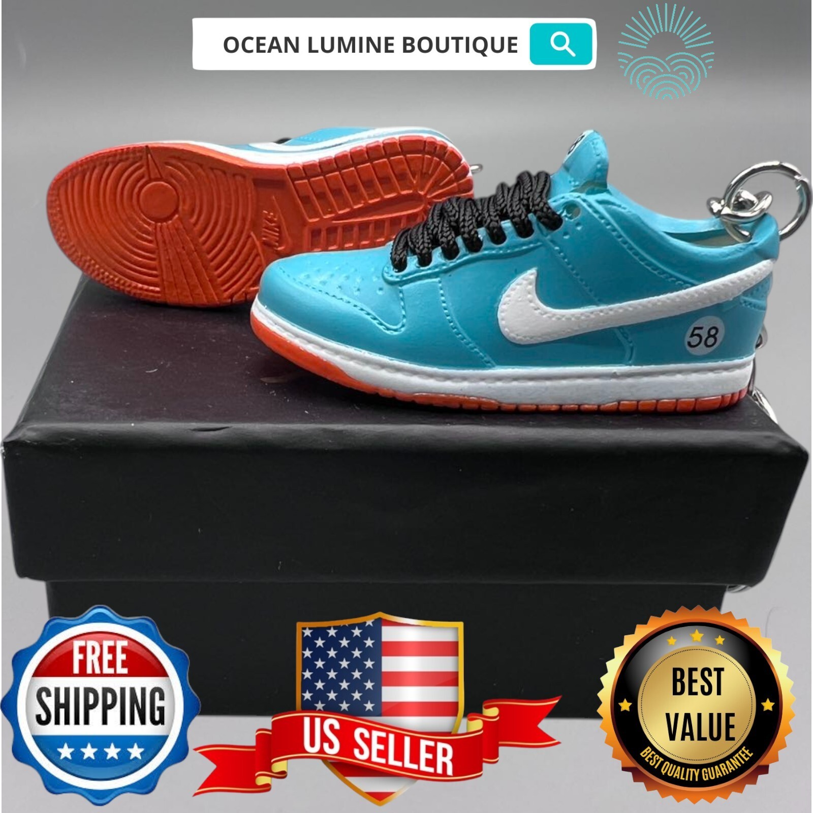 SB DUNK 3D Mini Sneaker Keychain, Jordan Sneaker Collectible, Box Options
