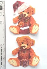 SINGLE LAYER Christmas Teddy Bear Holiday 2 pcs Scrapbook Card Embellishment 44