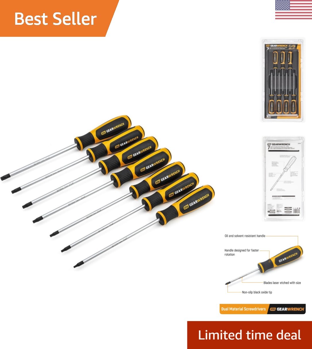 7-Piece Torx Dual Material Grip Screwdriver Set