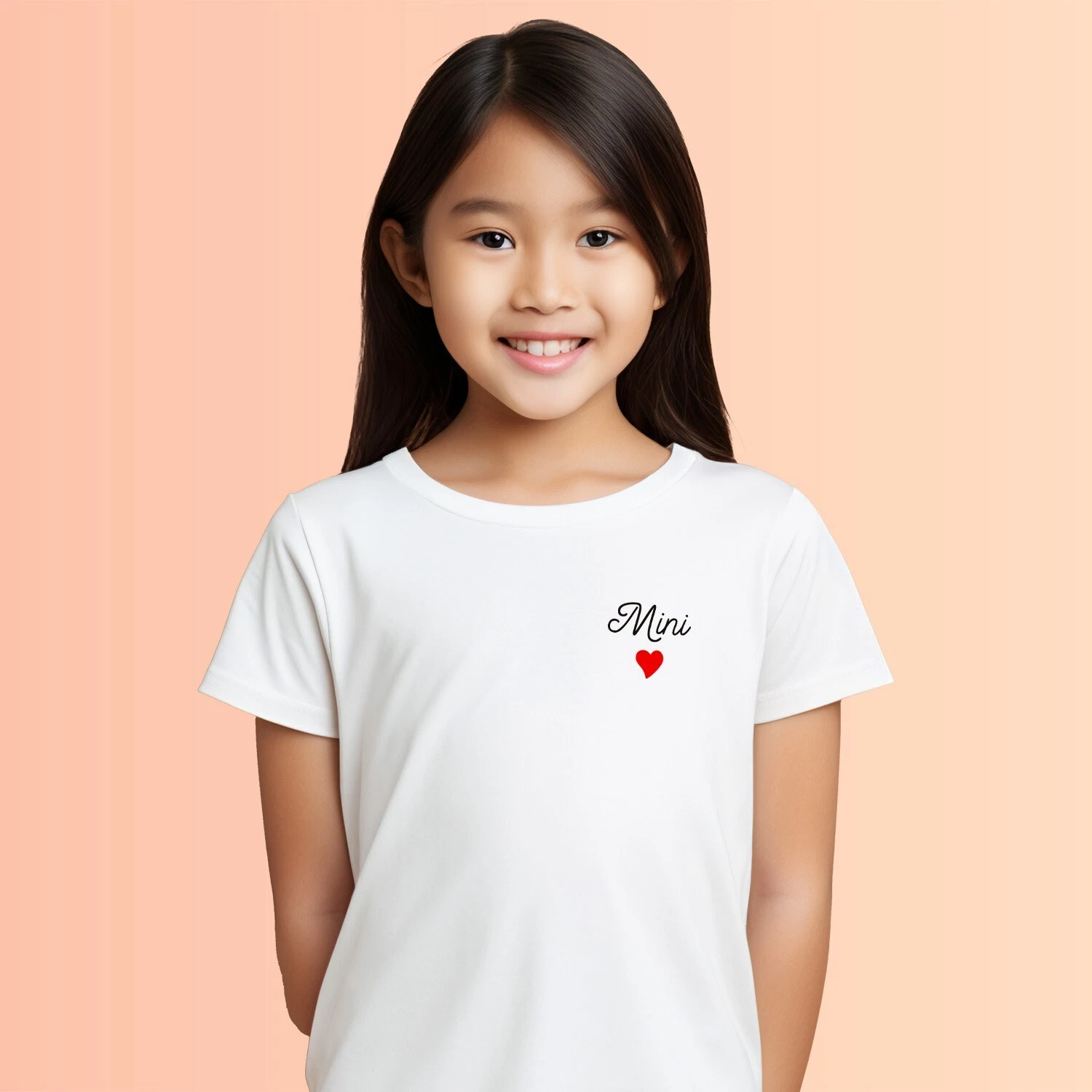 Mini Heart Short Sleeve Girl T-Shirt White
