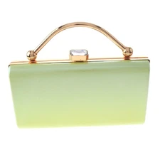 Gold Tone Metal Hardware Handle Glitter Fabric Clutch Evening Bag HSY109-GRN