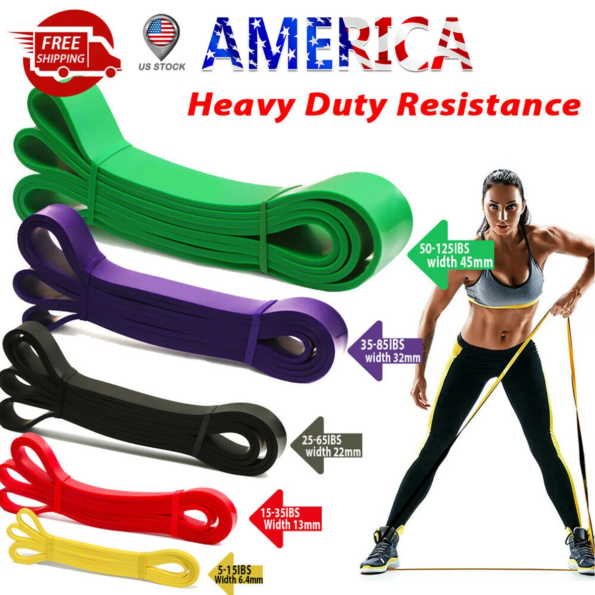 Heavy Duty Resistance Bands Set 5 Loop for Gym Exercise Pull up Fitness  Workout