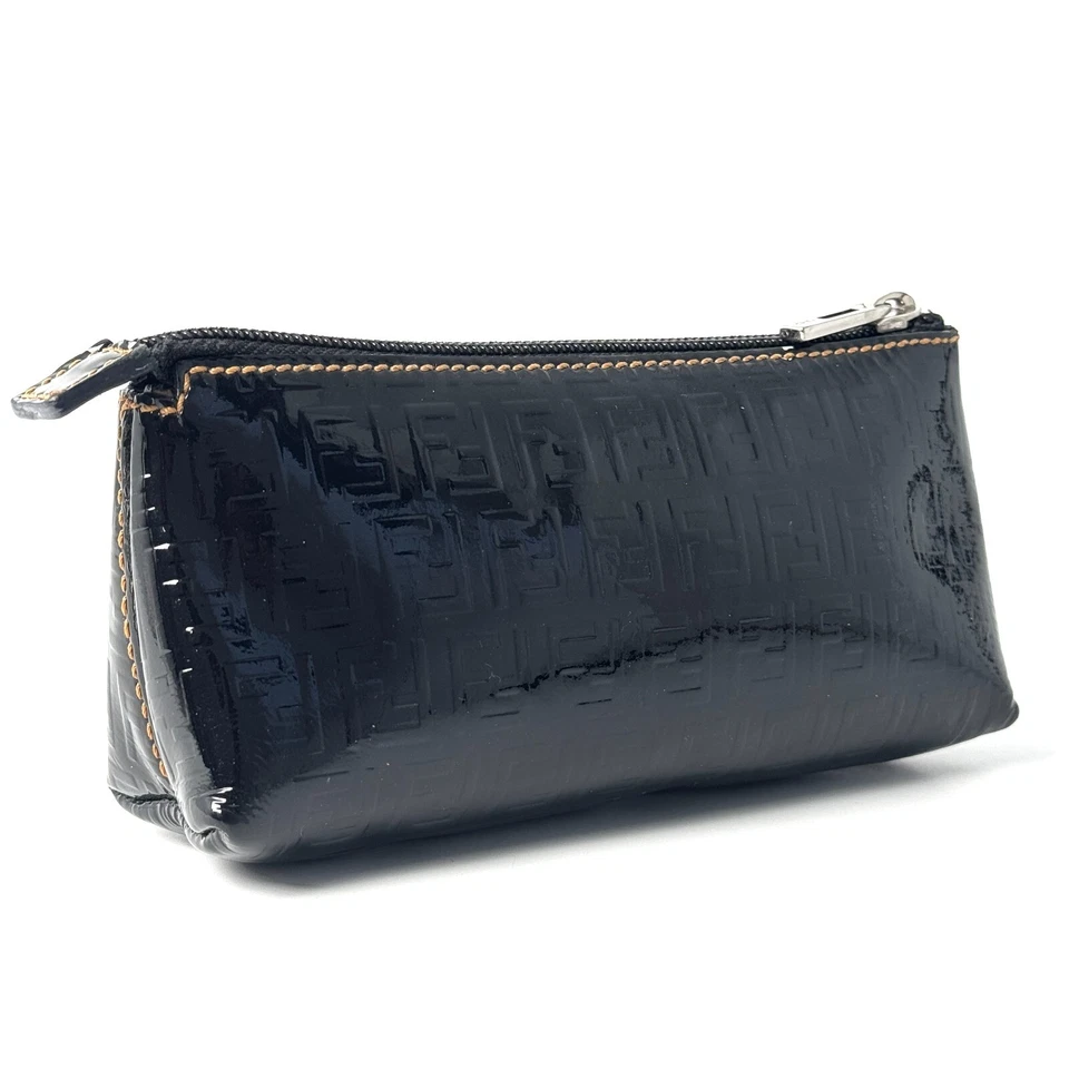 Fendi  Zucchino Pouch Purse  Enamel Black Authentic 216T0178 - Image 3 of 4