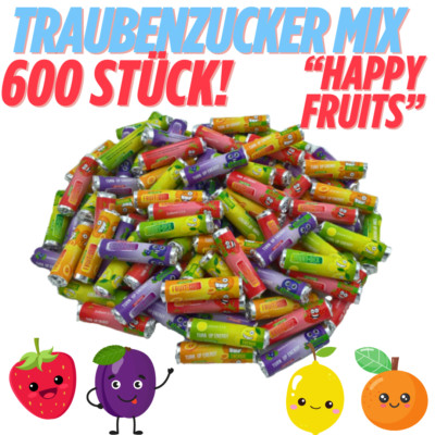 600 Traubenzucker Röllchen Frucht Süßigkeiten einzeln verpackt Großpackung XXL