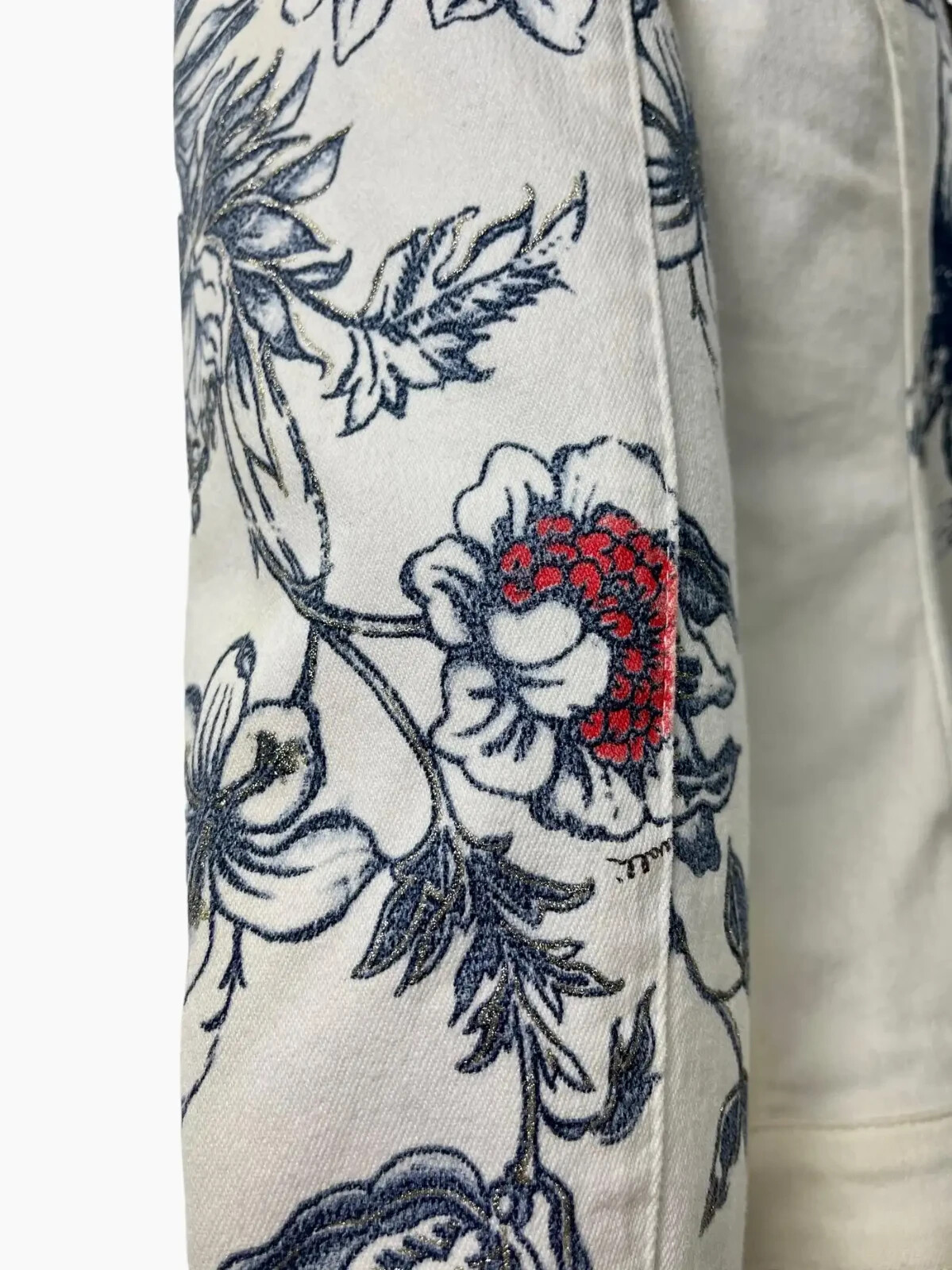 2003 Vintage Roberto Cavalli Tattoo Printed White Denim Jacket Size M image 5