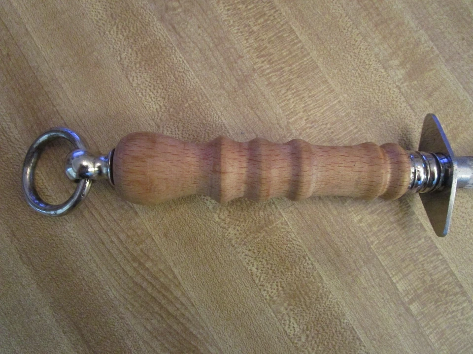 Afilador de cuchillos Solingen Alemania 21" herramienta de mano varilla de acero con mango de madera cubiertos Foto 2 de 4