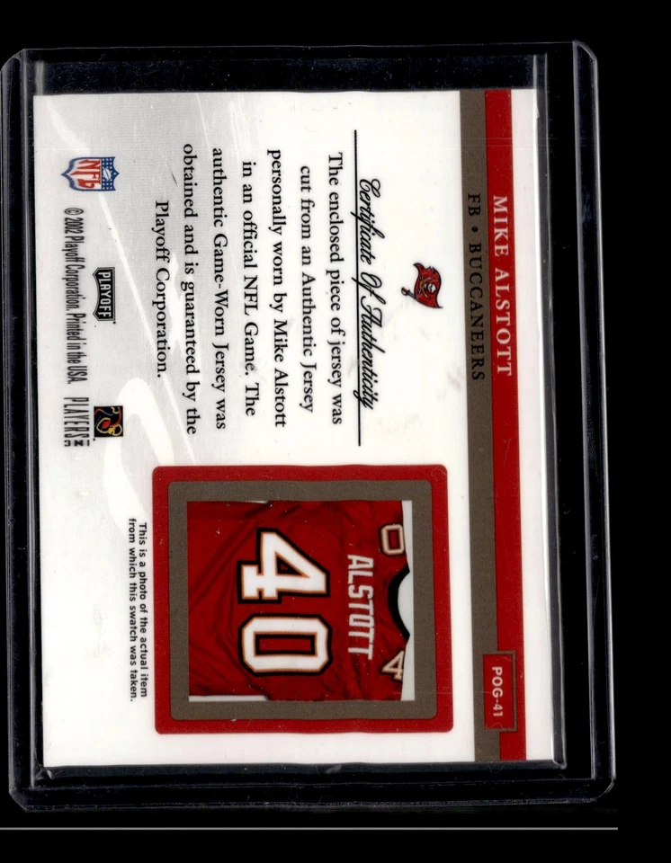 2002 Playoff Piece of the Game Materials #POG-41 Mike Alstott MEM - Image 2 of 2