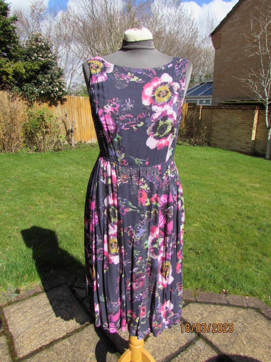 Beautiful Monsoon Purple Floral Midi Dress Size 12 Very Good