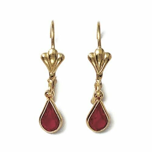 Épingle De Cravate Ancienne Art Déco - Plaqué Or, Fleur à Cœur Rouge (zircon Ou Strass)