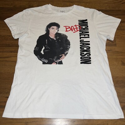 Michael Jackson  Bad  Men s M White Graphic T-Shirt - Michael Jackson Brand 2018