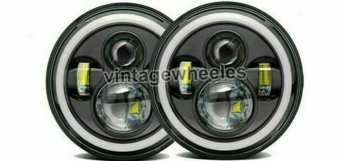 Black LED Car & Truck Headlight Assemblies Halo Headlights