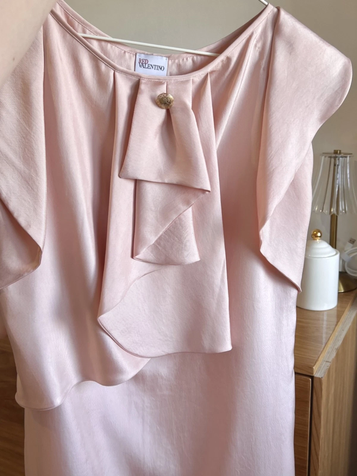 Mini Abito Rosso Valentino 100% Seta IT 40 FR 36 Rosa Cipria