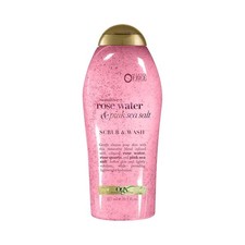 OGX Rose Water and Pink Sea Salt Body Scrub, Gentle Exfoliating, 19.5 fl oz
