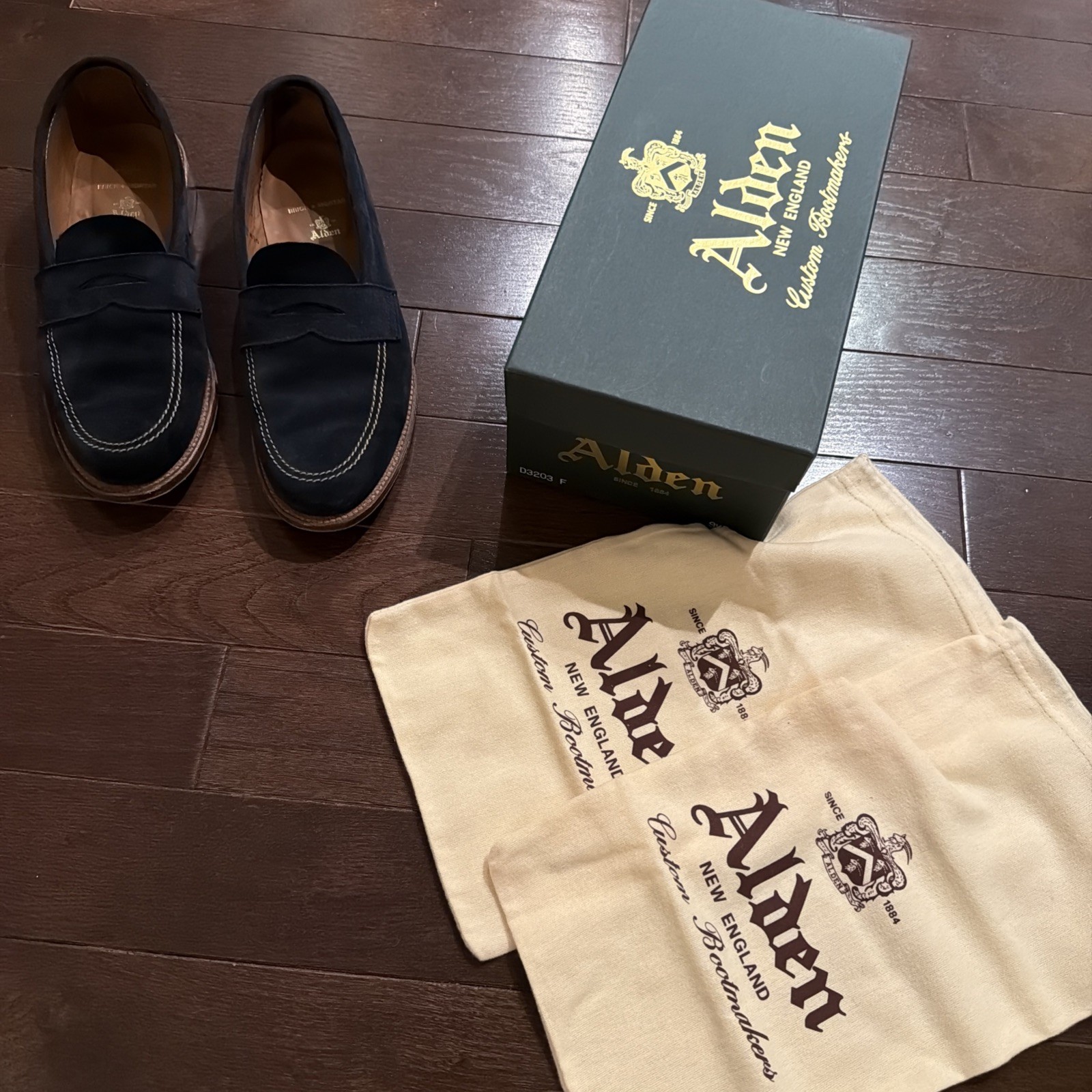 Alden D3203F Navy Suede LHS / Penny Loafer