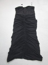 Fashion Nova Ruched Dress Womens 1X Black Bodycon corset Mesh Midi Lined Goth