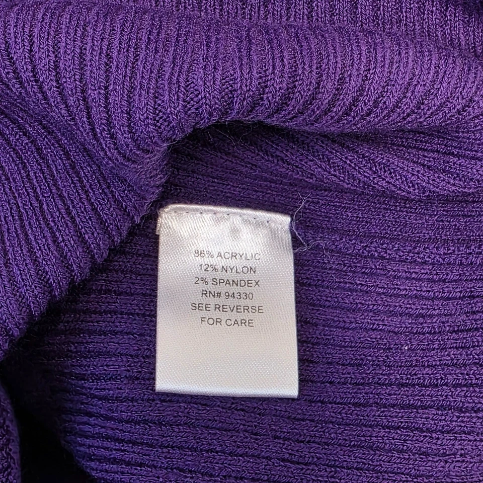 Takeout Purple V Neck Long Sleeve Knit Sweater Top - Image 4 of 4