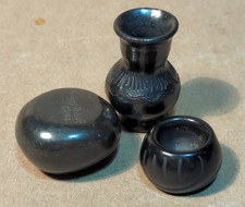 Santa Clara Pueblo Miniature BLACK Pottery Si...
