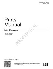 Caterpillar Cat 340 Excavator Parts Catalog Manual ser NTB1-Up XBZ1-UP