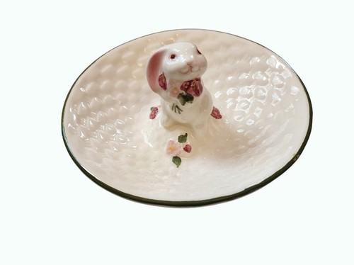 Vintage 1980s Avon Ceramic Bunny Candy Dish Bowl Plate - Thumbnail 3