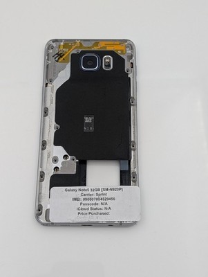 Samsung Galaxy Note 5 Frame | 32GB | Silver (Sprint) [Parts Only]
