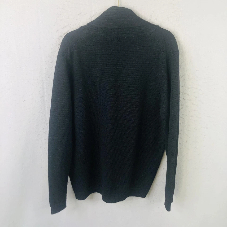 Zara Man Sweater Mens Large Black Shawl Collar Button Front Cardigan Wool Blend - Image 2 of 4