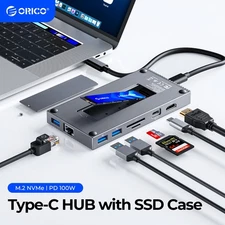 ORICO 9 in 1 USB CThunderbolt 3 Docking Station with M.2 NVMe NGFF Enclosure