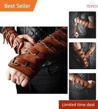 Medieval Faux Leather Gauntlet Wristband Vambrace Armor Cuff for Cosplay