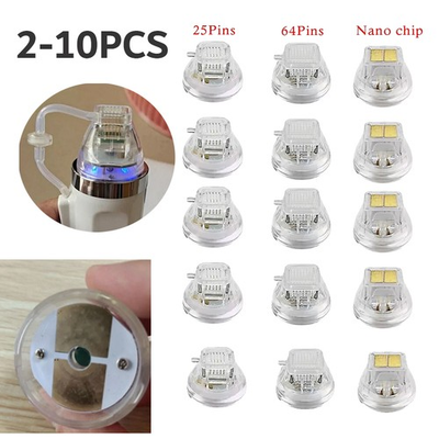 #ad 2 10PC Replace Micro Needle Cartridge Tip Nano 25 64 Pins Gold For RF Machine $17.98