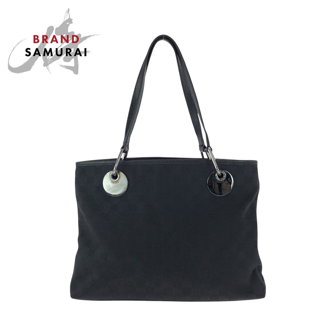 GUCCI Black Silver GG Canvas Tote Bag in Excellent Condition