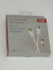 Image of Logik 4m Aerial Lead with Adapter - L4AERA15 Male to male cable F to F adaptor.