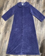 Vintage 80s Sears "At Home Wear" Robe Women Size Medium 12/14 Purple Button Up