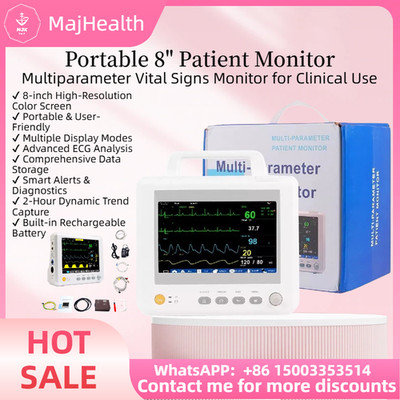 Portable 8'' Patient Monitor -Multiparameter Vital Signs Monitor for Clinical Use