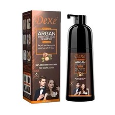 Dexe Argan Oil Hair Color Shampoo Dark Brown 420ml 100% Gray Coverage Men Women