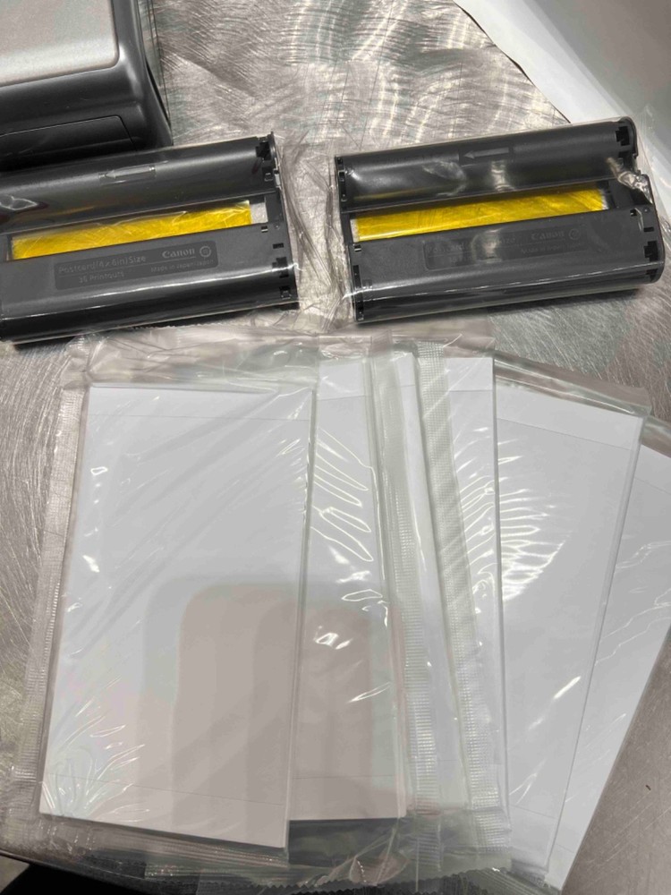 Complete set photo printer Canon Selphy CP500, paper, ink, power adaptor