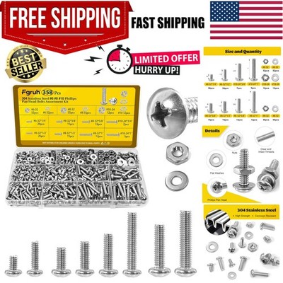 Comprehensive 358PCS Screw Kit - Rust-Resistant Stainless Steel for All Projects