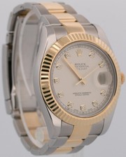 Rolex Datejust II FACTORY IVORY DIAMOND 18K Gold Steel OYSTER 41mm 116333 Watch 4