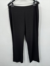 Susan Graver Liquid Knit Pants Large Petite Solid Black Straight Leg