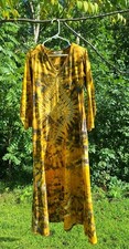 Women's Tie Dye Dress, Long Sleeve, Ankle Length, Vintage, T-Shirt Like Material