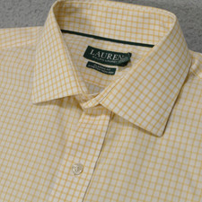 Lauren Ralph Lauren Dress Shirt Mens 16 1/2 34/35 Yellow Check Long Sleeve