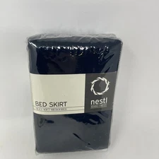 NESTL Bed Skirt Queen Dark Blue Microfiber for King Size Bed New In Package