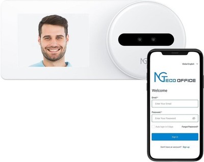 NGTeco TC5 Face Clocking-in Machine WiFi Cloud Punch Time Clock App, iOS/Android