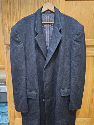 Dario di Napoli Italy Men's Black Wool 25% Cashmere Overcoat 50L Trench Long
