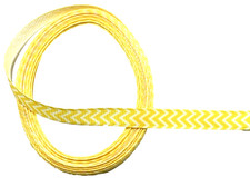 5 yards 3/8" Yellow Chevrons zigzags on White Grosgrain Ribbon 100 polyester
