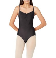 Danskin NWT Black Zipper Front Camisole Ballet Dance Leotard Petite 0-2 4712