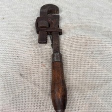 Moore Drop Forging Stillson Wrench Antique 10in Wood Handle Industrial Decor