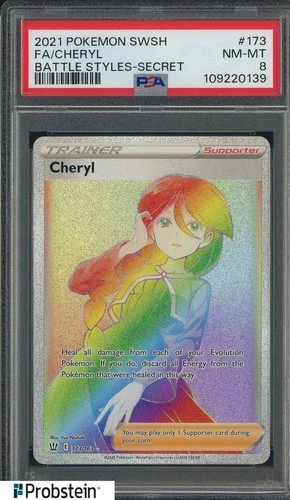 2021 Pokemon SWSH Battle Styles Secret #173 FA Cheryl PSA 8 NM-MT