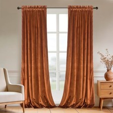Velvet Curtain 84 inches Long - Curtains Block 52"W x 84"L Pack of 2 Orange