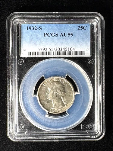 1932 S washington quarter AU 55
