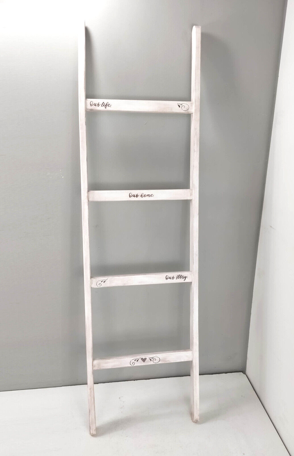 Portasciugamani a Scala in Legno Bianco Shabby h129 | Robusta